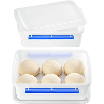 Vtopmart 2 Pack Pizza Dough Proofing Box, Pizza Dough Container with Snap-on Lids, BPA Free Food Storage Containers with Lids and Buckle-Up Latches, Bread Proofing Box Fits 4-6 Balls