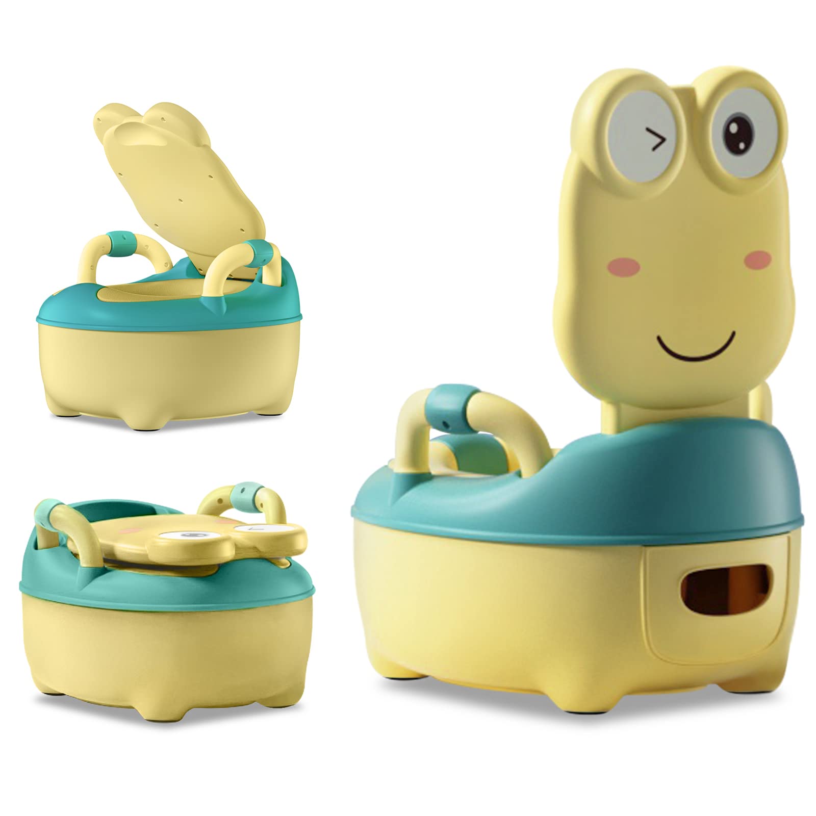 ACXIN Kinder Töpfchen Kindertoilette für Kleinkinder Toilettentrainer Kinder Toiletten Babytopf mit Spritzschutz&Armlehnen Toilettentrainer Cartoon Deckel (Normal Typ, Gelb)