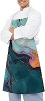Vista 4 de Colourful Marble Cooking Aprons Unisex Kitchen Apron Adjustable Bib Apron with Pockets Waterdrop Resistant Chef Aprons for BBQ Drawing Grilling