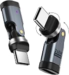 USB C 90 Degree Adapter [2-Pack], 240W PD USBC Right Angle Connector, 360° & 180° Rotatable USB C Extension Adapter for MacBook, iPad, iPhone 17/16/15, Galaxy, Tablet, Laptop