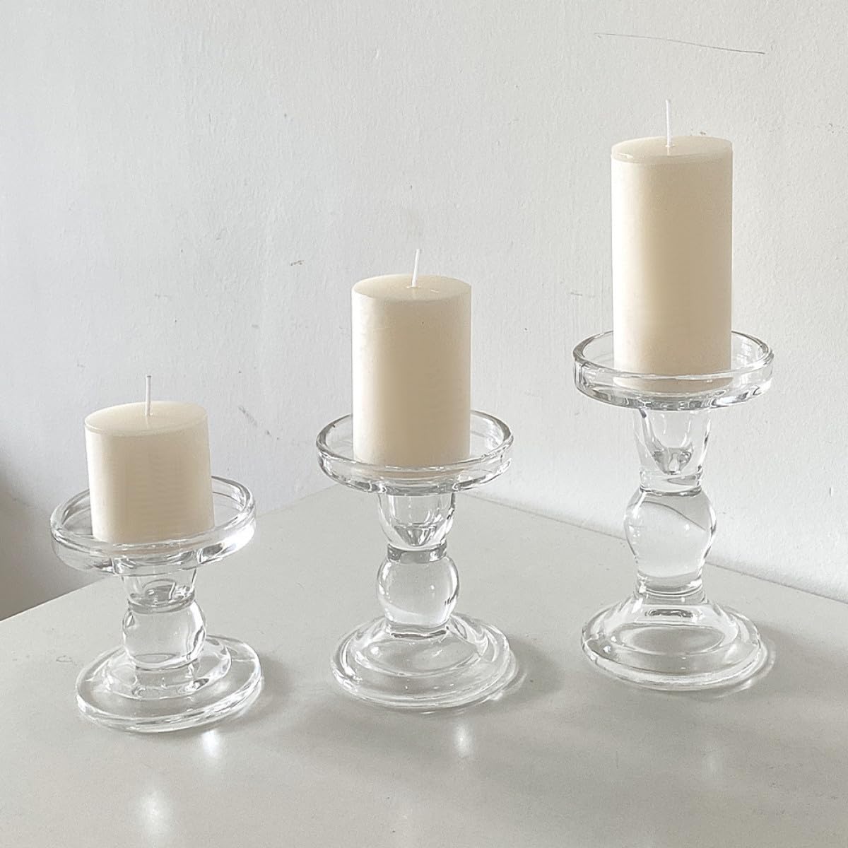 Candelabros de Cristal Transparentes, 3 Piezas Estilo Clásico