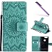 Produktbild COTDINFOR Huawei Honor 8 Protective Standing Hülle Elegant PU Tasche Leder Flip Schutzhülle im Bookstyle Kartenfächer Magnet Etui Schale für Huawei Honor 8 Green Sunflower KT