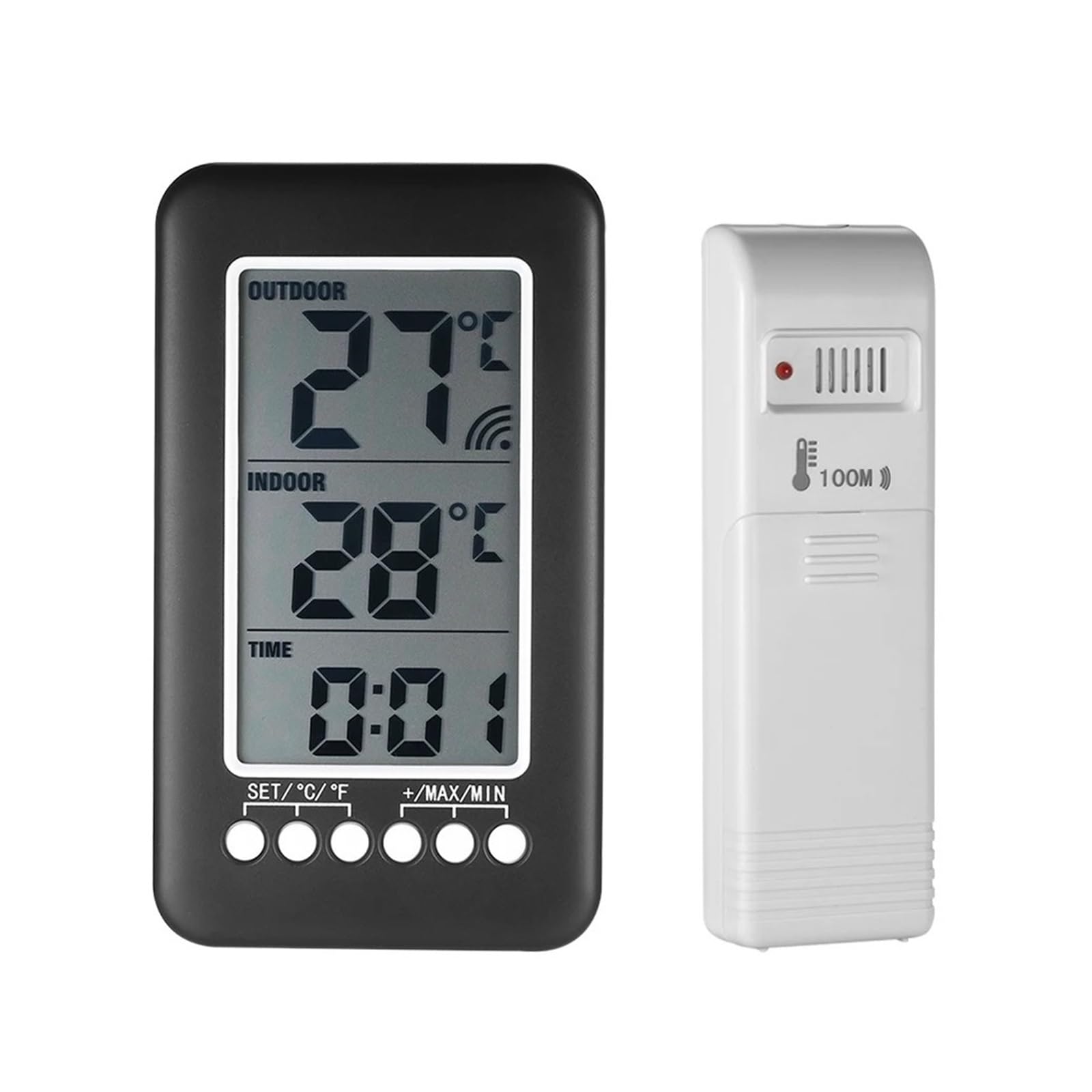 LCD Bezprzewodowy wewnętrzny/zewnętrzny termometr cyfrowy Zegar Miernik temperatury Stacja pogodowa Tester temperatury Narzędzia do testowania