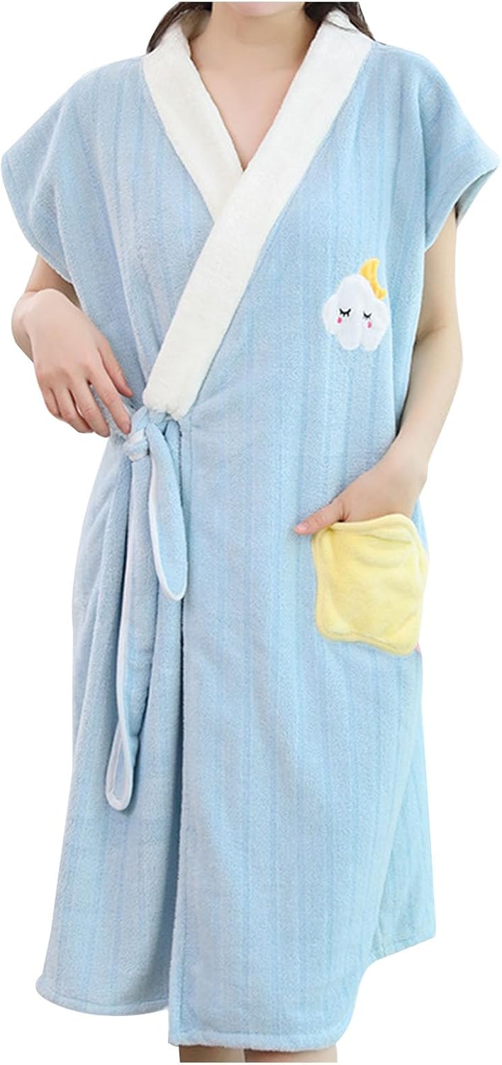 Dressing Gown,GownWomen Short Sleeve Bathrobes Ladies Soft Kimono Robes with Belt and Cosy Bath Robes Super Soft Bathrobe image 4
