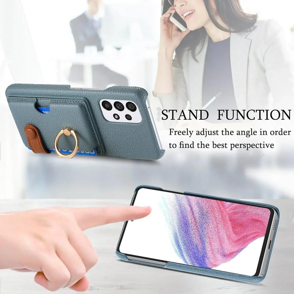 Funda de Cuero con Anillo para Samsung Galaxy S23 S21 FE S24 Ultra S22 Plus A54 A14 A15 A25 A35 A55, Billetera con Tarjetero, marrón, para A13 4G