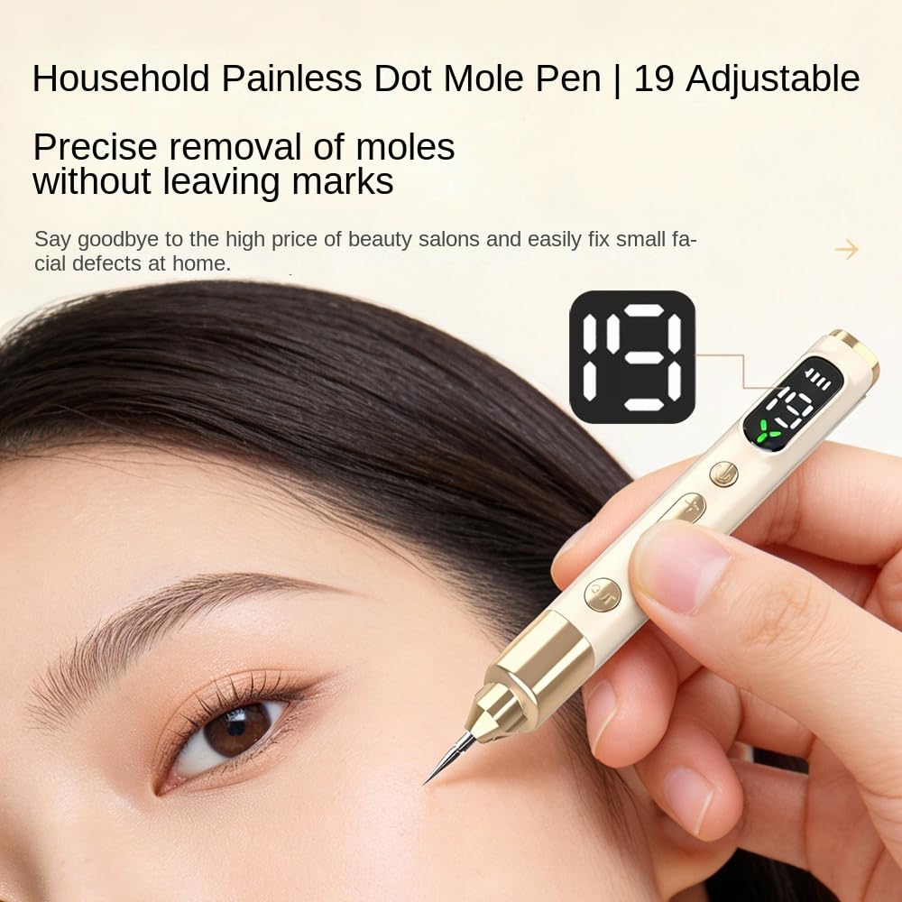 Dissolvant Traitement Verrues Plasma, Électrique Removal Pen avec 19 Niveaux Réglables et Spot LED pour Taches de Rousseur Taches Foncées Tatouages Verrues