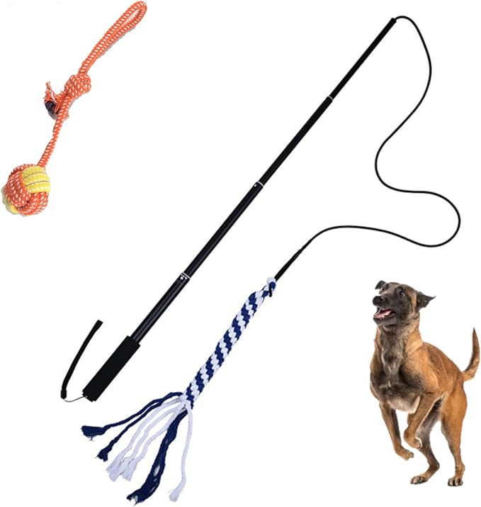 Behogan Reizangel Für Hunde - Ausziehbar Bis 102cm Mit 2 Beißseilen Und Ball