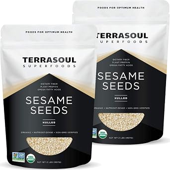 Terrasoul Superfoods Organic Hulled Sesame Seeds, 4 Lbs 2 Pack - Perfect for Tahini | Gluten-free | Raw