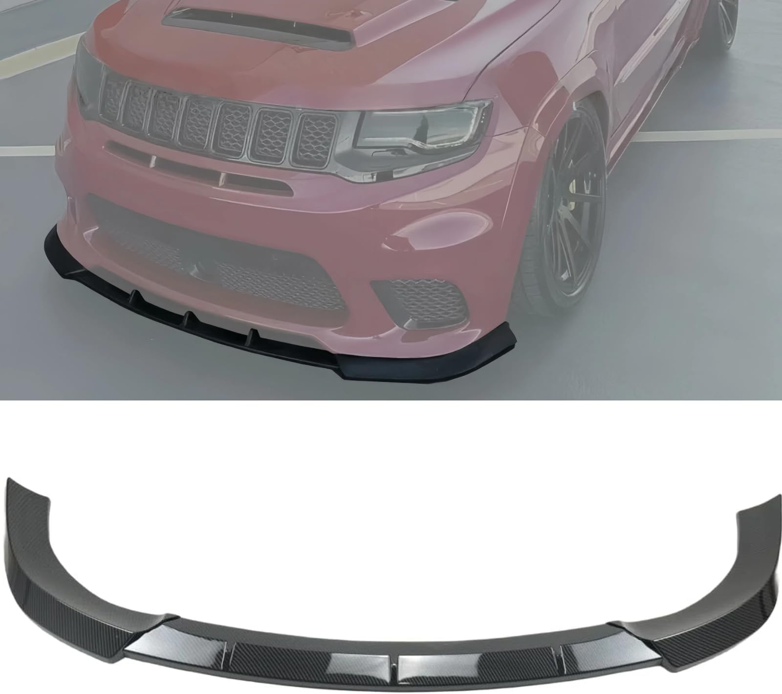 Front Bumper Lip Splitter 3Pcs Set Compatible with for Jeep Grand Cherokee SRT 2014-2021/Trackhawk 2018-2021 (carbon fiber print)