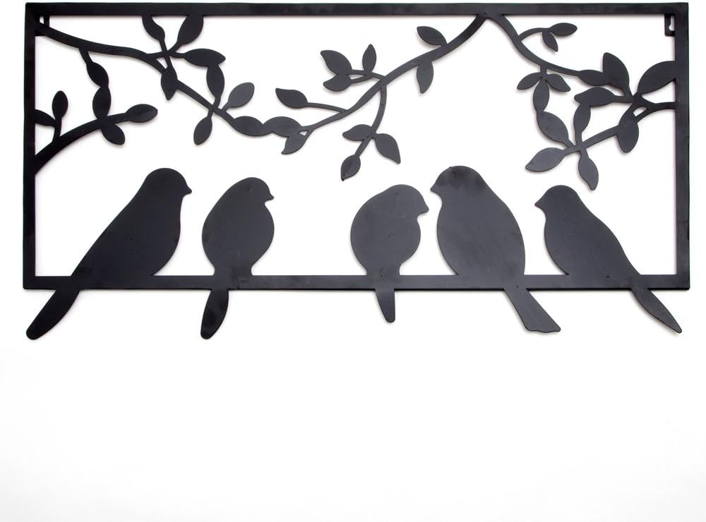 Bits and Pieces - Bird Silhouette Wall Art - Metal Perched Birds Home Décor Accent