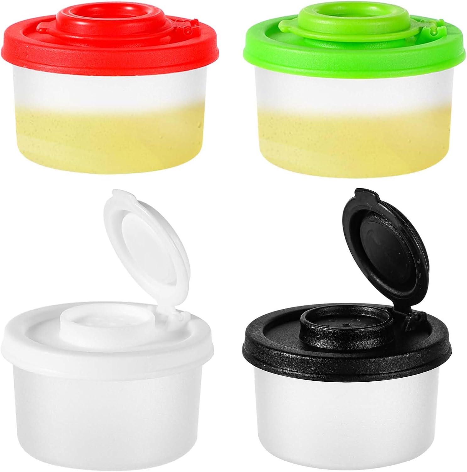 4pcs Spice Container Jars, 2.17x2.17x1.50in Spicy Container Bottle Set Transparent Salt and Pepper Shakers Dispenser with Lids Kitchen Decorations for Home Restaurants Hotel Picnic