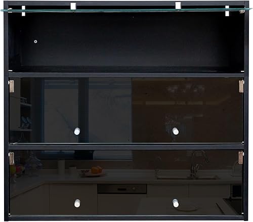 Miniatura 4 de Caja de almacenamiento de zapatos, organizador de madera con puerta de vidrio abatible, cajas de zapatos de 3 niveles con luz LED RGB para hasta 9