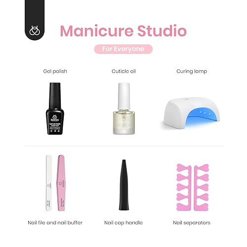 Miniatura 21 de Beetles - Kit de esmalte de uñas en gel con luz ultravioleta, de 6 colores, blanco nieve, rosa y nude, con capa base de gel y superior, aceites