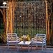 ZAIYW 1200 LED Curtain Lights 10x10Ft, Plug in Fairy Curtain Lights with Timer Remote Control Outdoor Curtain String Lights Waterproof for Patio Wedding Xmas Home Decor (Warm White)