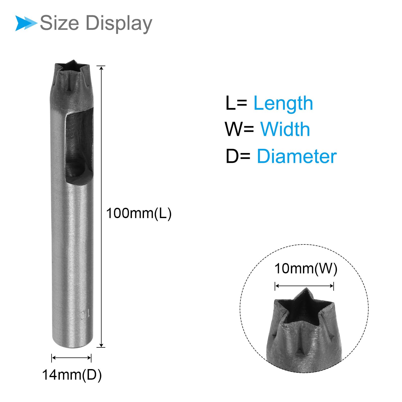 CoCud Hollow Punch, 10mm Hole, Carbon Steel Star Shaped Gasket Tool - (Applications: for Leather DIY Leathercraft Wallet) - Image 2