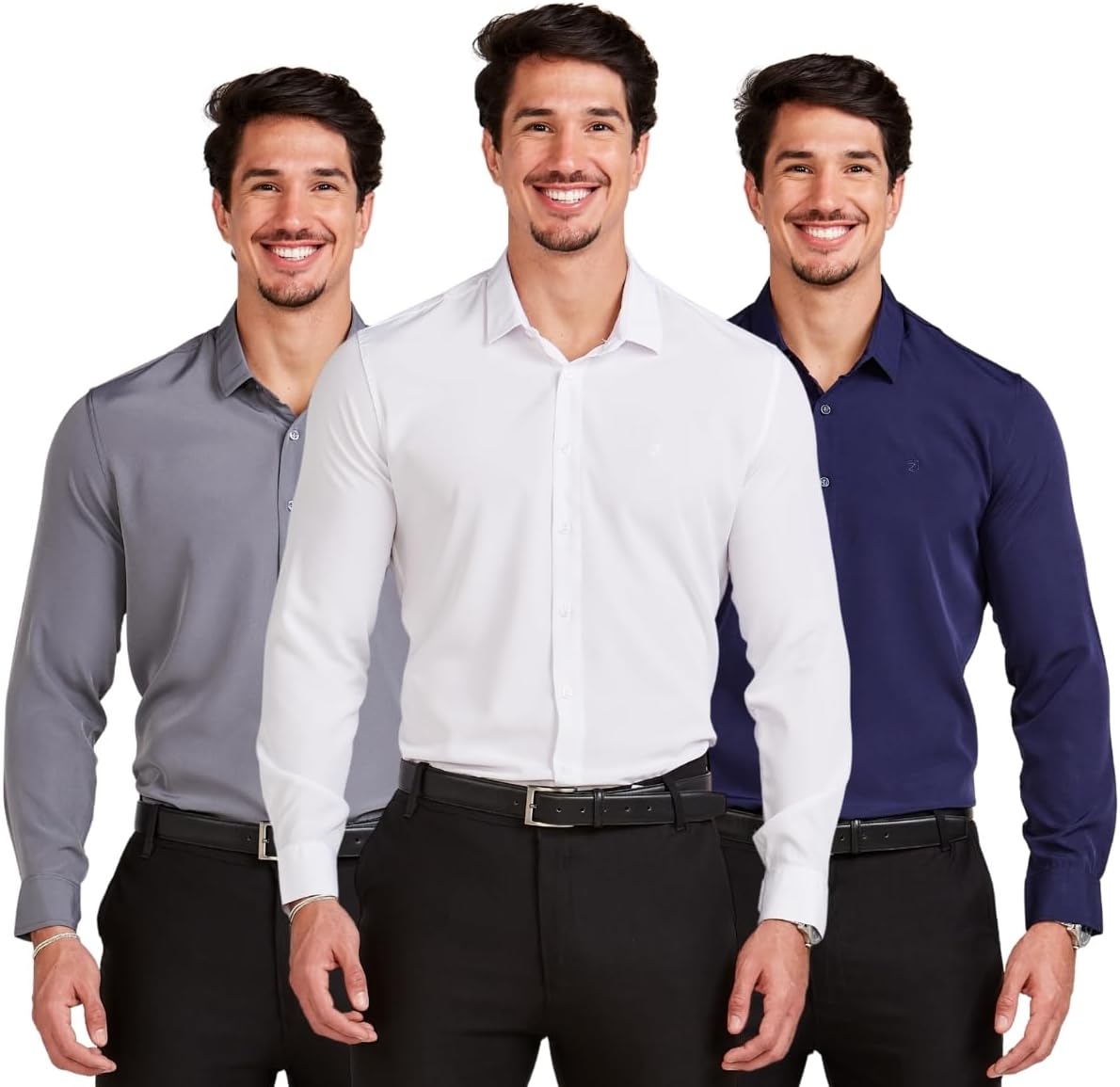 Kit 3 Camisa Social Manga Longa Masculina