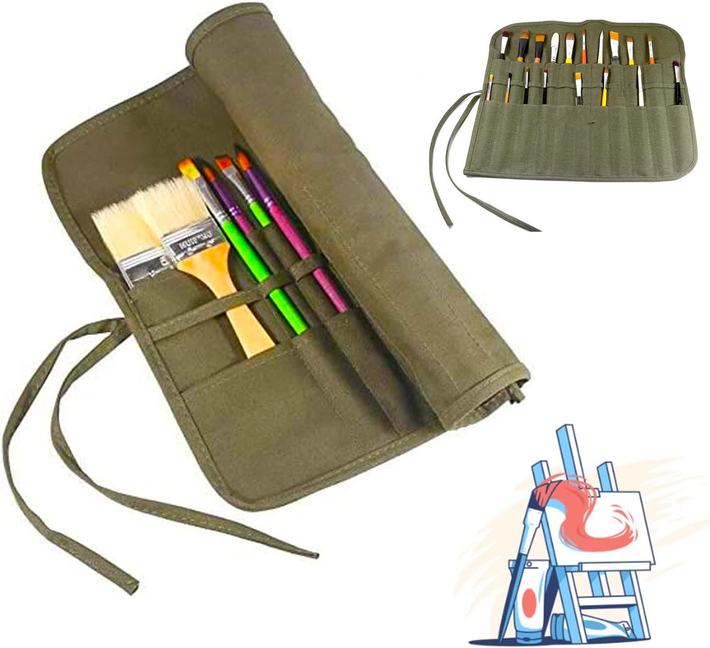 yeemeen Paint Brush Bag, 22 Slot Paint Brush Holder, Artist Brush Roll