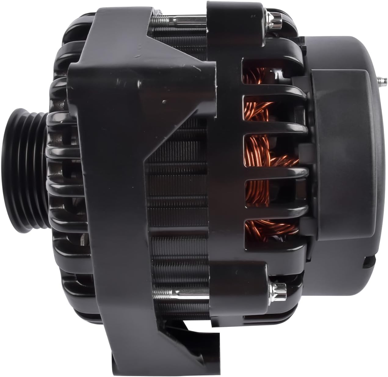 220Amp 12V Black Alternator 4-Pin AD244 Replacement for GM LS Based Trucks Vans & SUV Applications 1999-2006