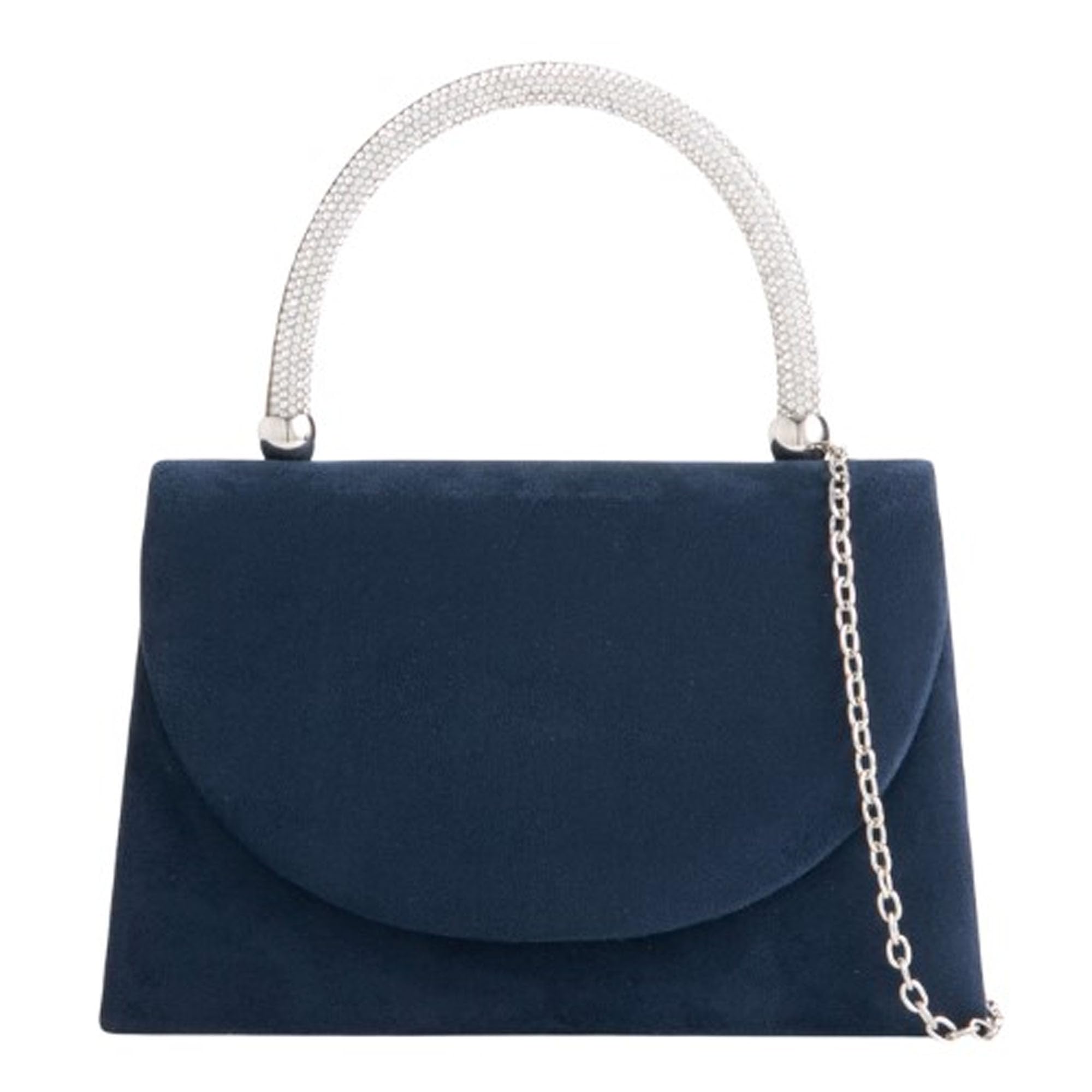 Pochette Da Donna In Ecopelle Scamosciata Con Borchie Diamante, Tracolla Catena, Varie Colori - A2ZUKfashion - Foto 5