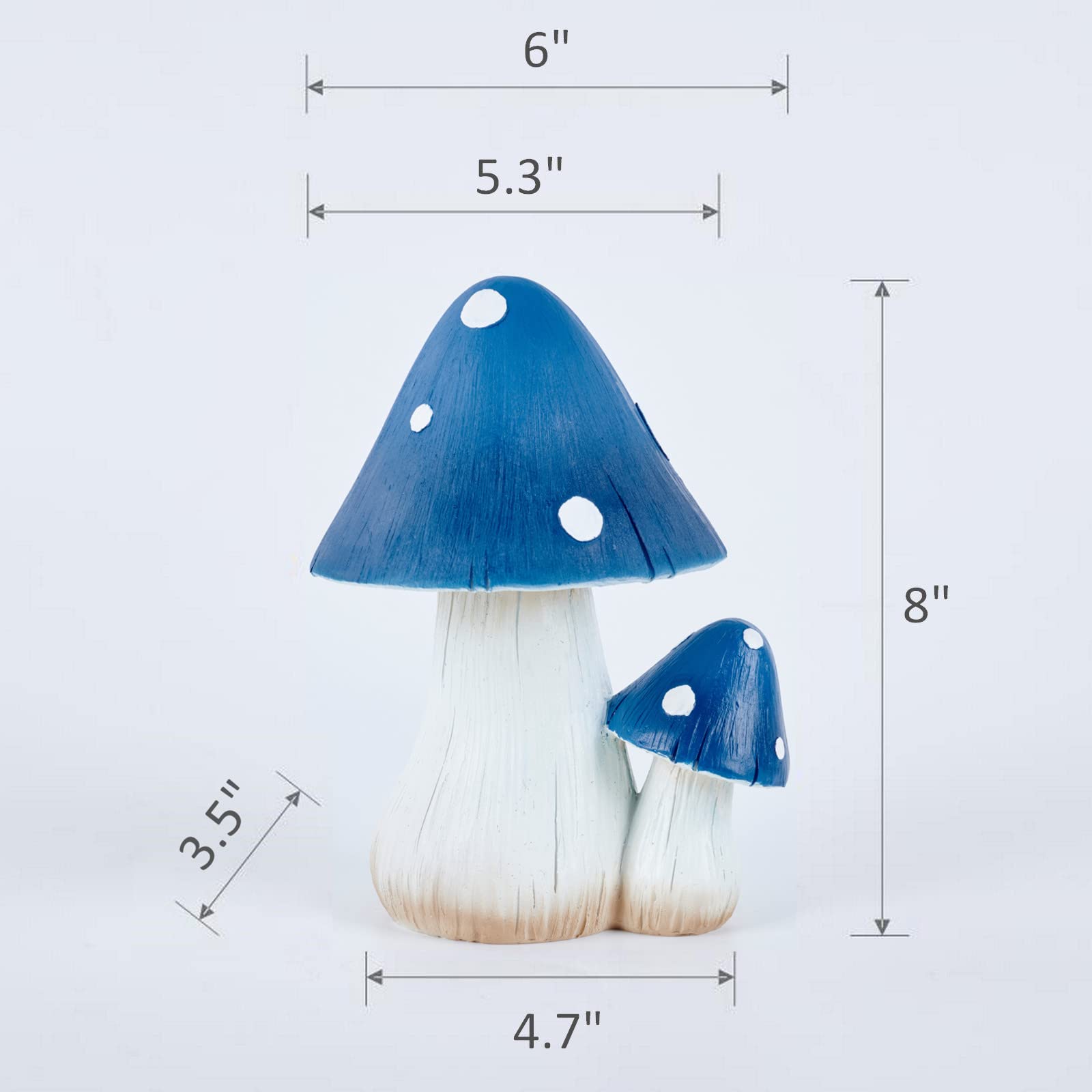 Dekoracja grzybowa bajkowe akcesoria ogrodowe – dekoracja ogrodowa na zewnątrz grzyby ozdoba do dekoracji ogrodu ulubione posągi grzybowe krasnala (20 cm niebieski)