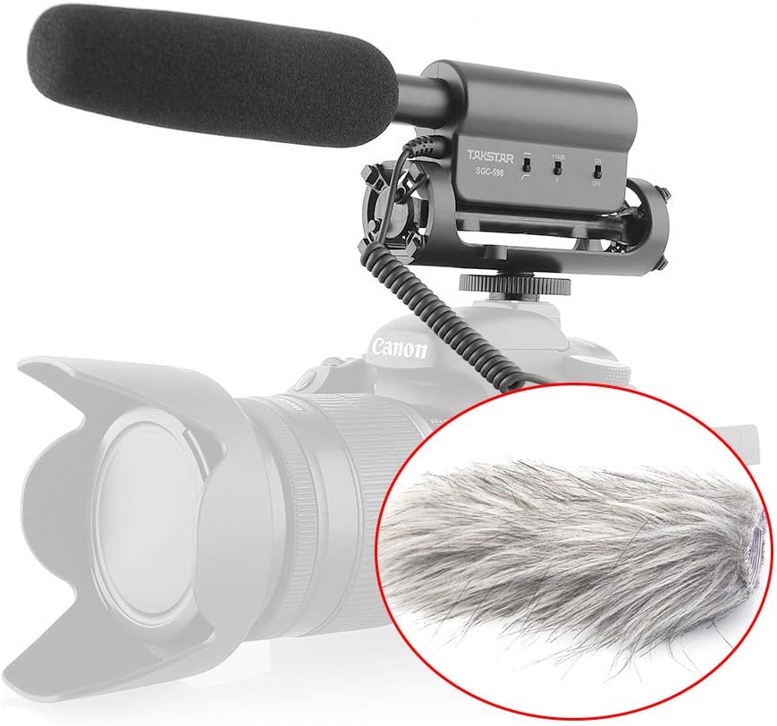 TAKSTAR SGC-598 Interview Photography Microphone Nikon/Canon Camcorder Camera/DV (SGC598 w Windsheild) (Medium)