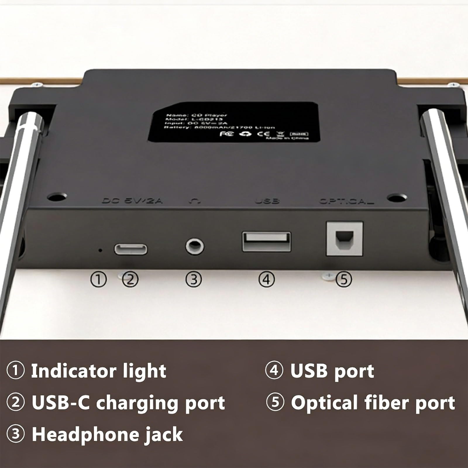 Reproductor de CD de pared con mando a distancia, Bluetooth 5.1, USB, FM, modos auxiliares, marco de fotos decorativo de música para el hogar, oficina, pasillo, elegante decoración de pared