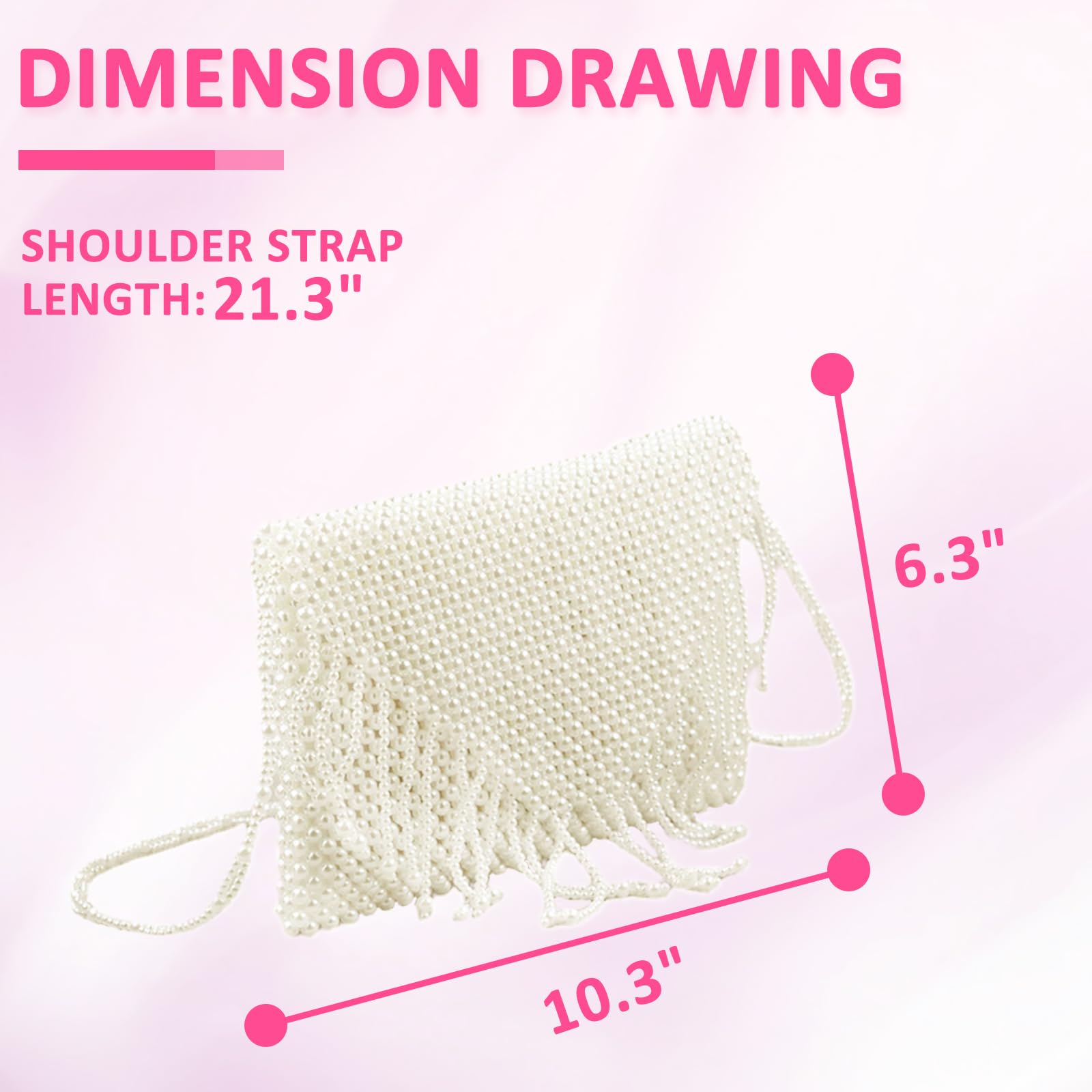 QTKJ Crossbody Bags for Women, Pearl Purse, White Tasseled Pearl Evening Bags, Artificial Pearl Clutch, Handbags for Party Wedding Travel