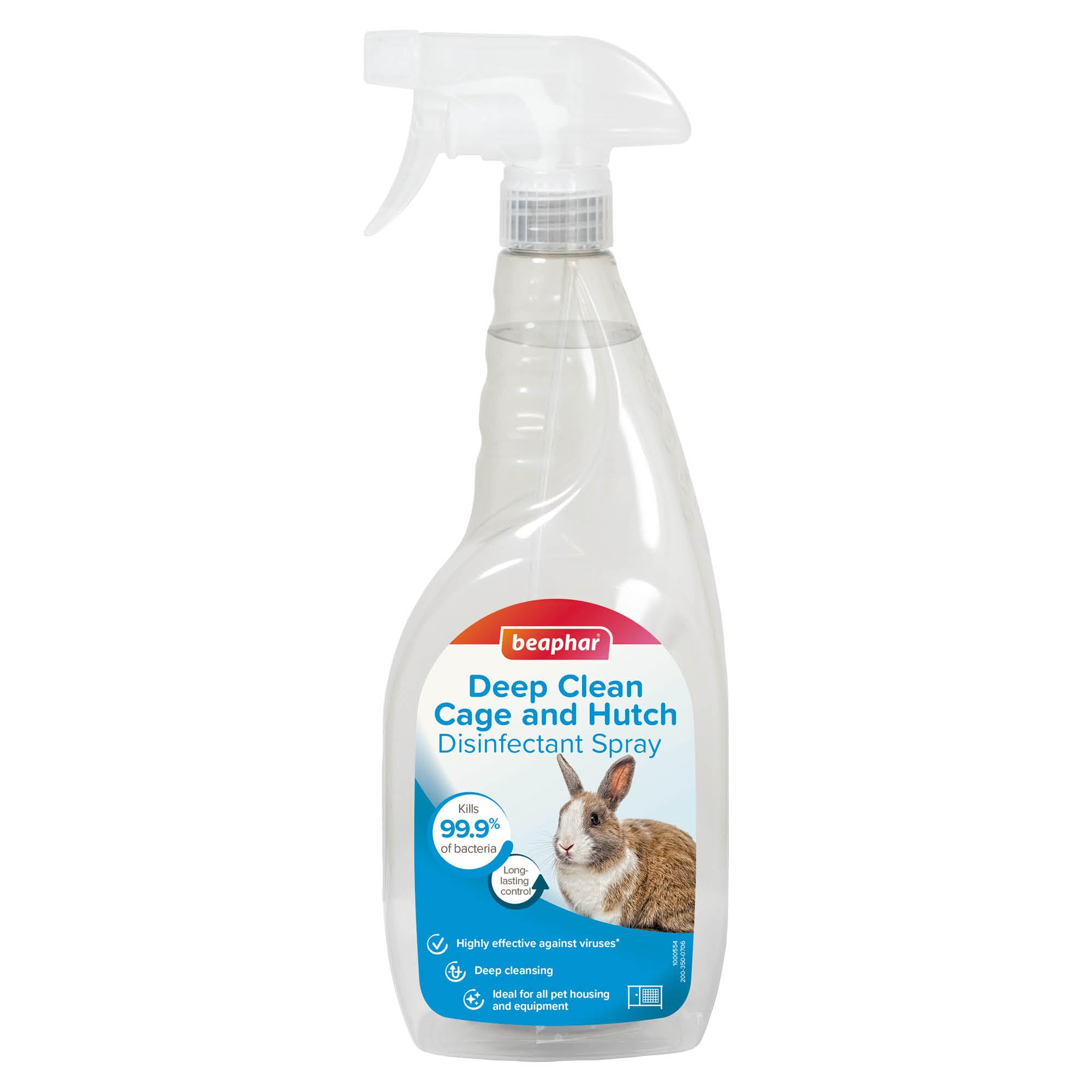 Beaphar - Deep Clean Cage & Hutch Disinfectant Spray - Kills 99.9% of bacteria – Long-lasting virus protection - Housing & equipment cleaner for rabbits, guinea pigs, hamsters & small animals – 750ml
