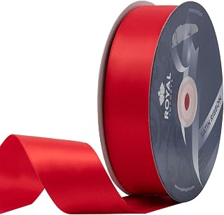 Royal Imports Satin Double Face Fabric Ribbon (1 1/2") for Gift Wrapping, Bow Making, Hair Decoration, Holiday, Wedding, Floral Crafts- 50 YDS Roll - Red