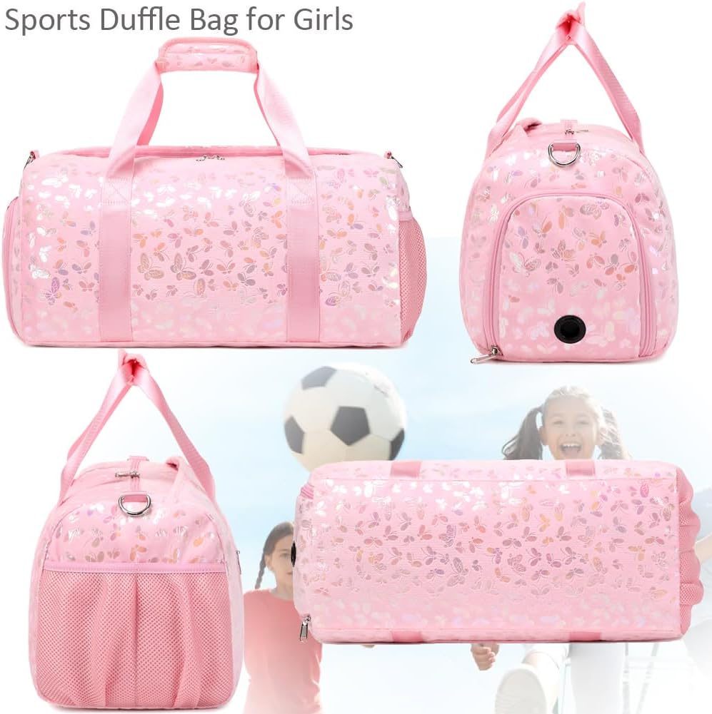 Dance Bag for Girls Soft Fluffy Ballet Bag Sports Gym Bag Travel Duffel Bag for Girls Water Resistant Overnight Sleepover Bags with Shoes Compartment