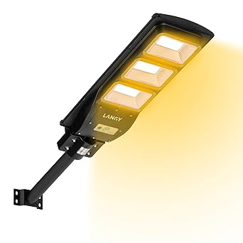 LANGY 90W Solar Street Lights Outdoor 240pcs LED Chips 12000 Lumens 3000K