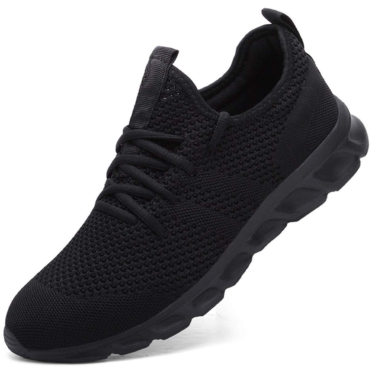 Mens Trainers Running Shoes for Men Walking Tennis Gym Casual Lightweight Sneakers-black, 42 EU