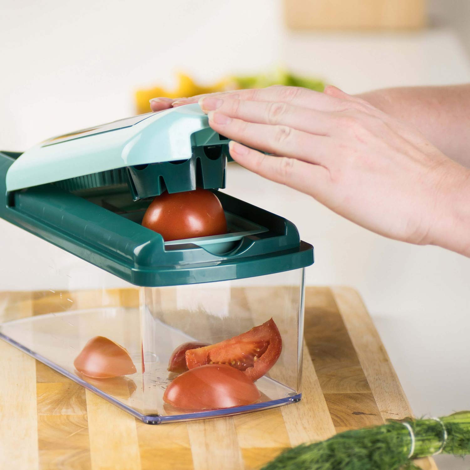 Genius Nicer Dicer Fusion Julietti | 16 części | uniwersalna krajalnica | w zestawie krajalnica, 26,5 x 11,5 x 14,5 cm, miętowa zieleń