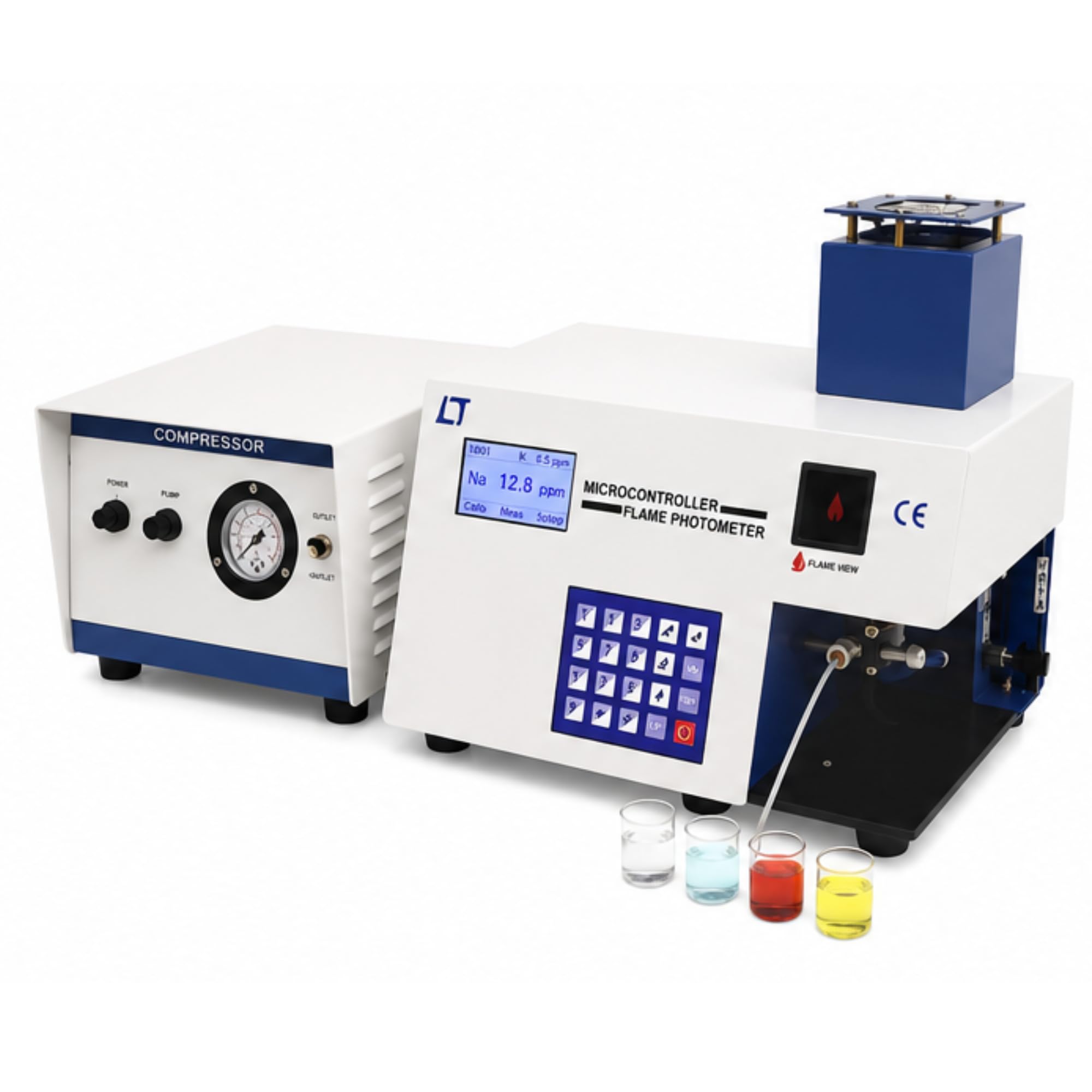 AvainLabs® Microprocessor Flame Photometer AL-10C, Graphical LCD, 4-Element Measurement, Na & K Standard, Auto Calibration, Data Storage, PC & Printer Compatible, Compressor-image-3