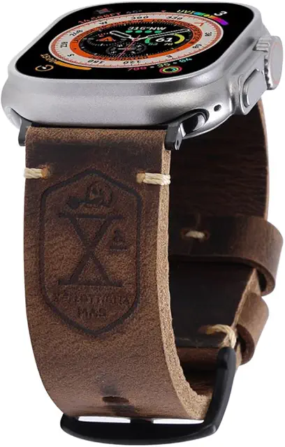 Cinturino Apple Watch in vera pelle - Compatibile con Ultra 2/1, Series 9/8/7/SE/6/5/4/3