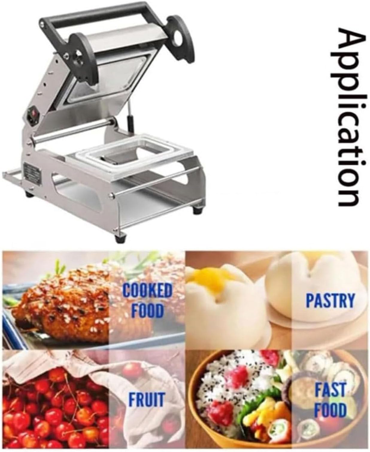 Sigillatrice manuale per vassoi alimentari, confezione semi automatica per panini e torte, adatta per film di larghezza 180 mm, fino a 8 guarnizioni al minuto