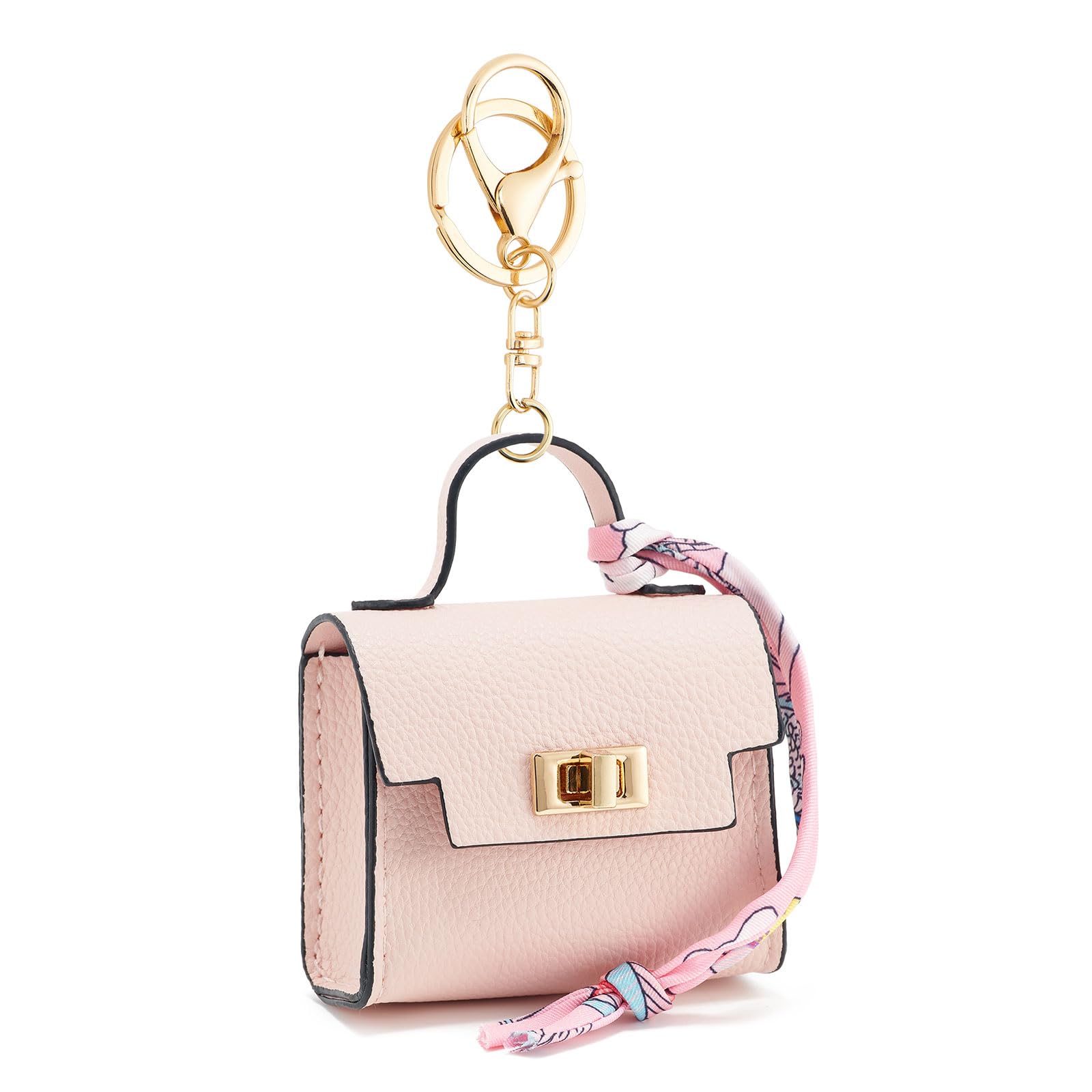 ZOUIQSS Coin Purse Mini Handbag Keychain for Women,Creative Pendant Keyrings Makeup Bag,Small Change Pouch Coin Purse Zipper(Pink)