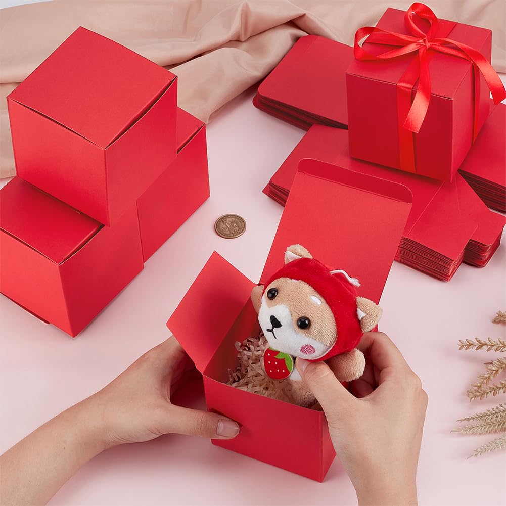 PH PandaHall – 30 Scatoline Regalo Rosse Con Coperchio, 6.5x6.5x3 Cm, In Carta Riciclabile, Per Bomboniere, Gioielli, Caramelle, Fai Da Te