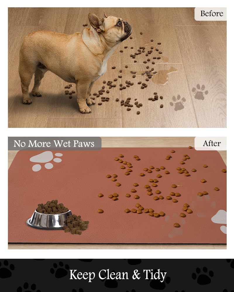 Tapete de alimentación para mascotas, tapete absorbente para cuenco de comida y agua, sin manchas, dispensador de agua para perros, accesorios para perros, suministros para mascotas, cuenco de agua