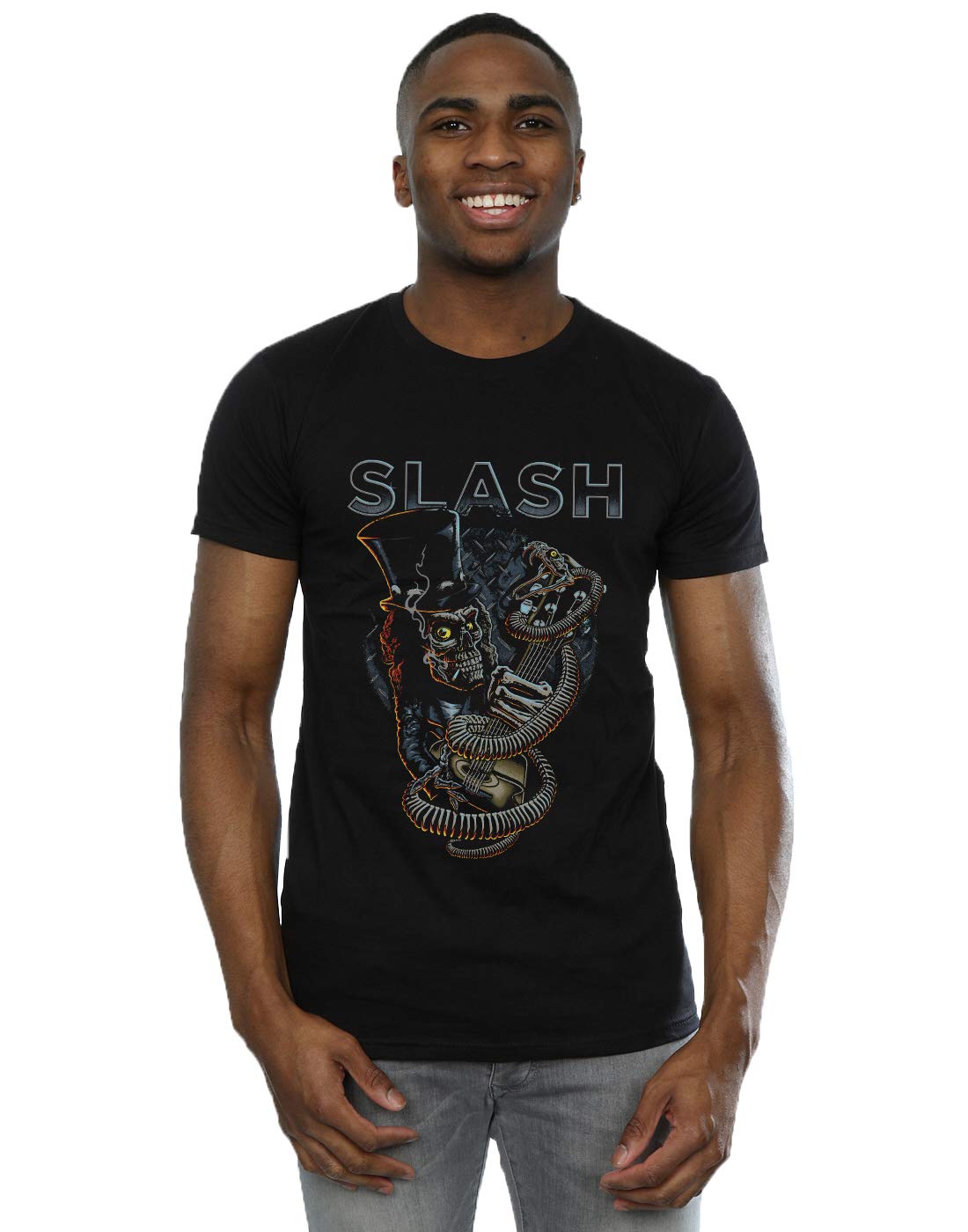 Absolute Cult Men's Black Slash Snake Guitar T-Shirt XXX-Large