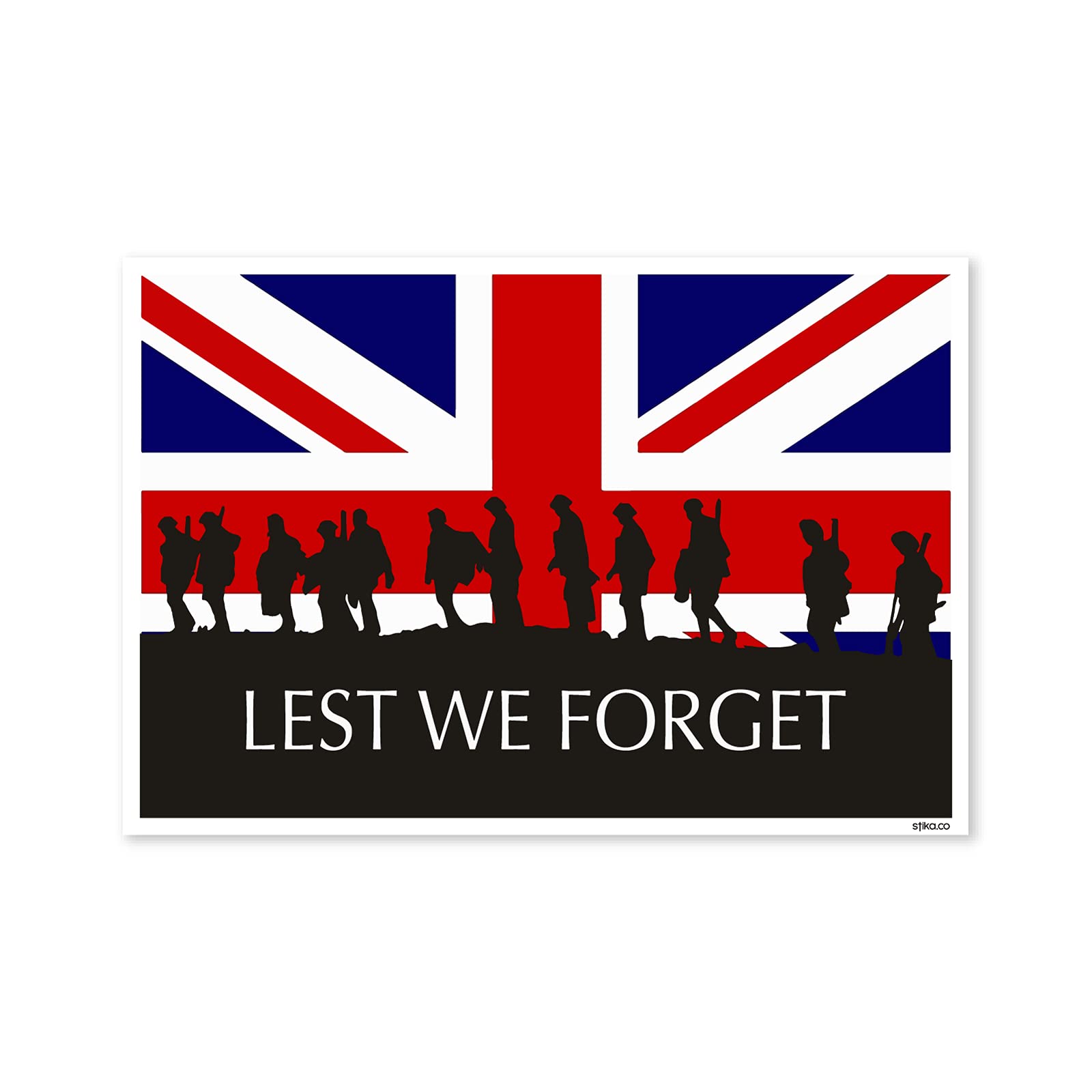 Stika.co Multicolor Set Of 2 Medium - Lest We Forget Union Jack Static Cling Sticker - Window Sticker - Remembrance Sunday, Armistice Day, War Heroes Tribute (M - 104 X 71 Mm, Vinyl Decal)