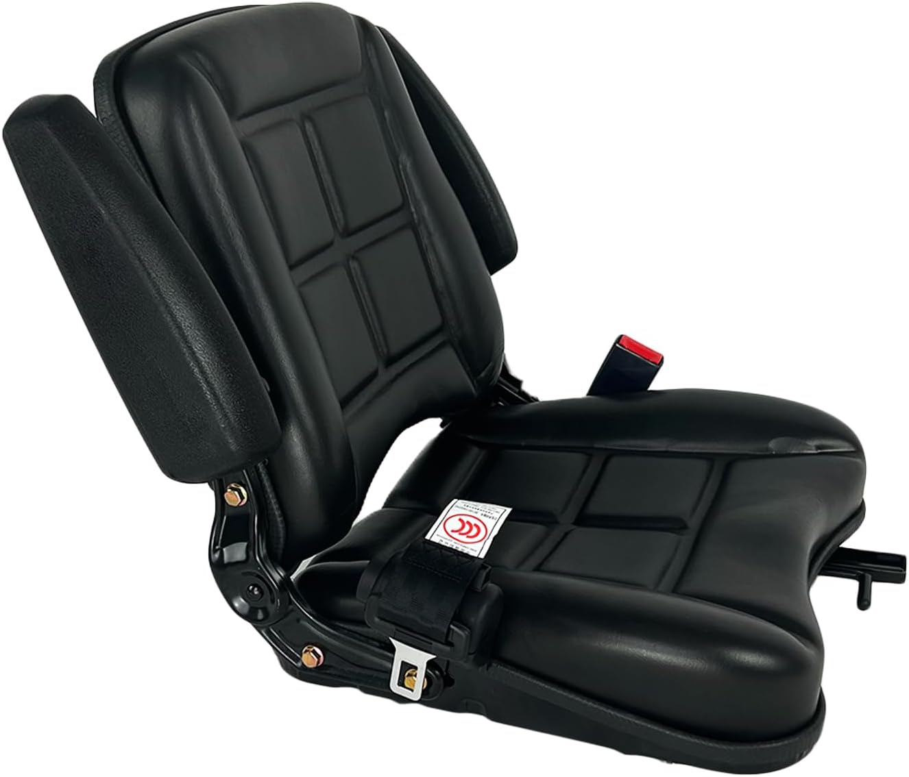 Universal Fold Down Forklift Seat for Tractor Excavator Skid Loader Backhoe Dozer Telehandler Lawn Mower Black