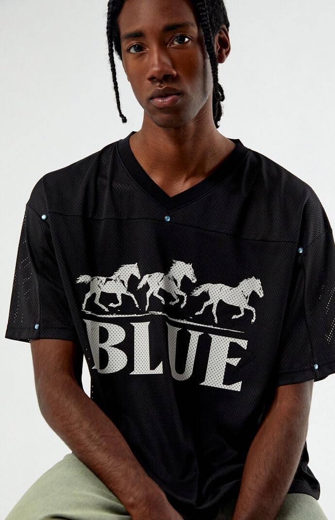 PacSun Men's Blue V-Neck Cropped Jersey