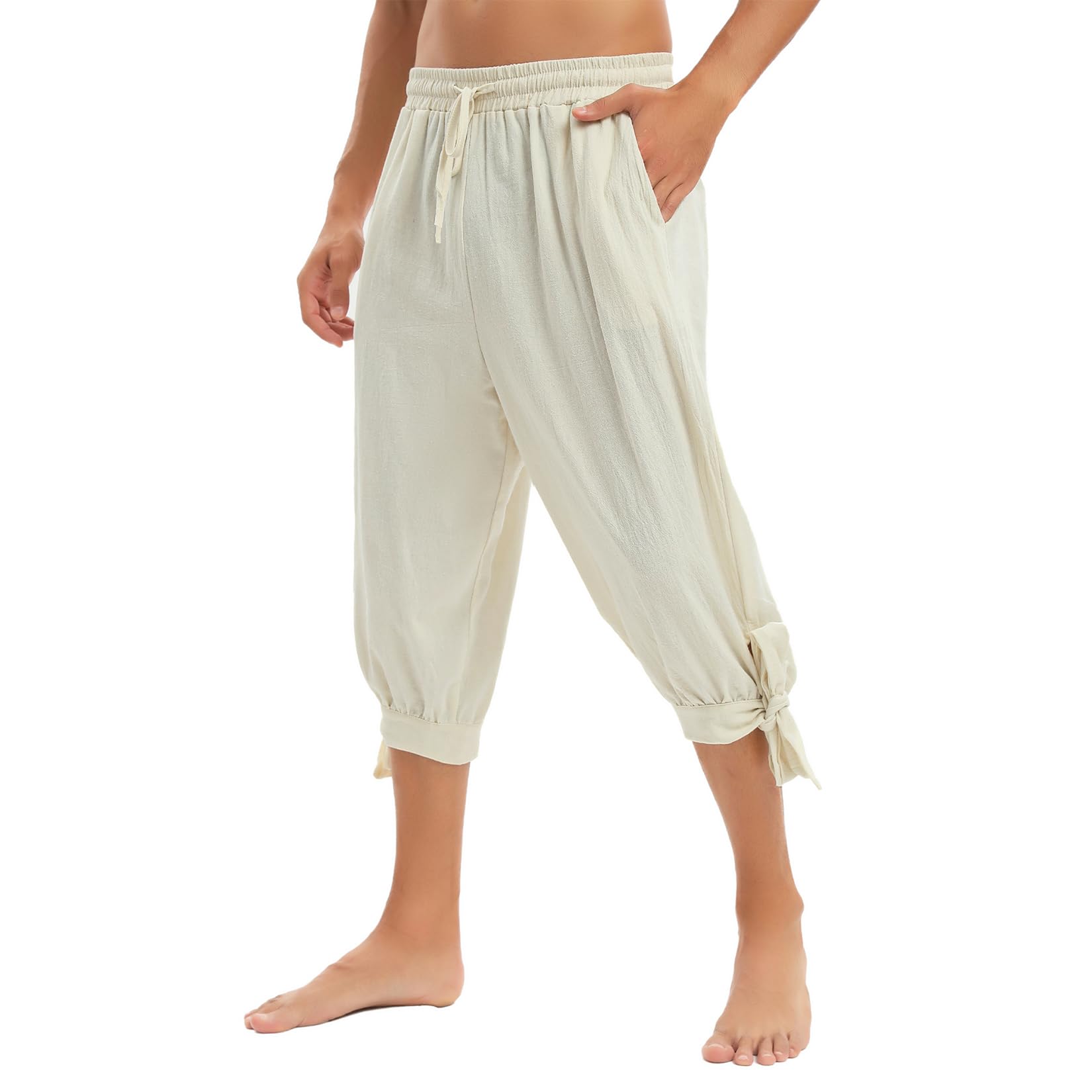 Century Star Renaissance Costume Men's Pirate Pants Pirate Shorts Medieval Ren Faire Viking NavigatorAnkle Banded Trousers