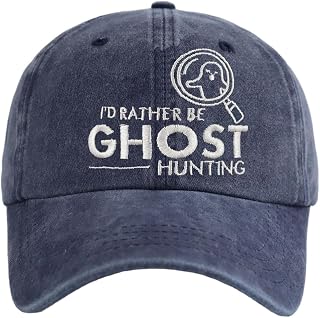 I'd Rather Be Ghost Hunting Hat, Halloween Decorations for Men Women, Adjustable Cotton Spooky Boo Baseball Cap