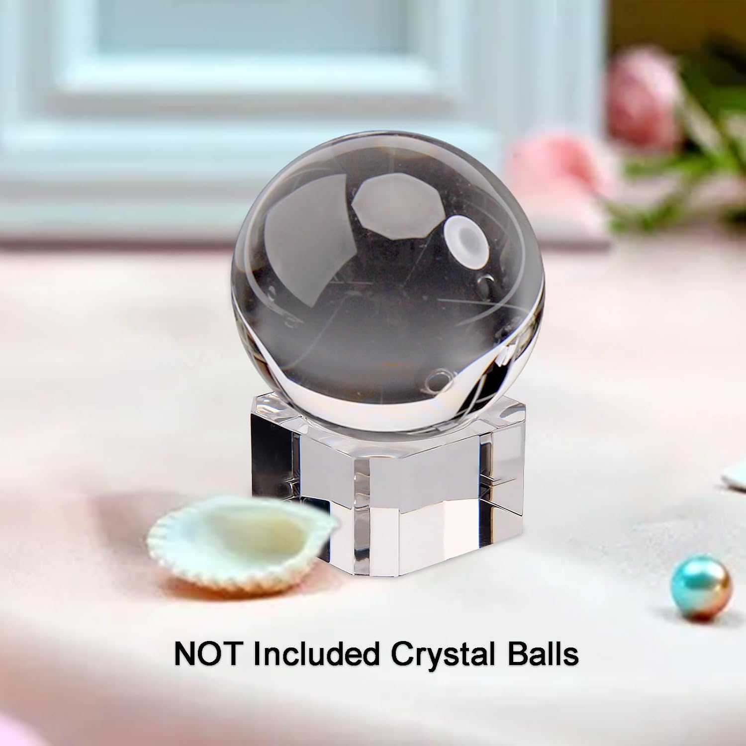 Acrylic Square Crystal Ball Base - Clear Crystal Base | Square Acrylic