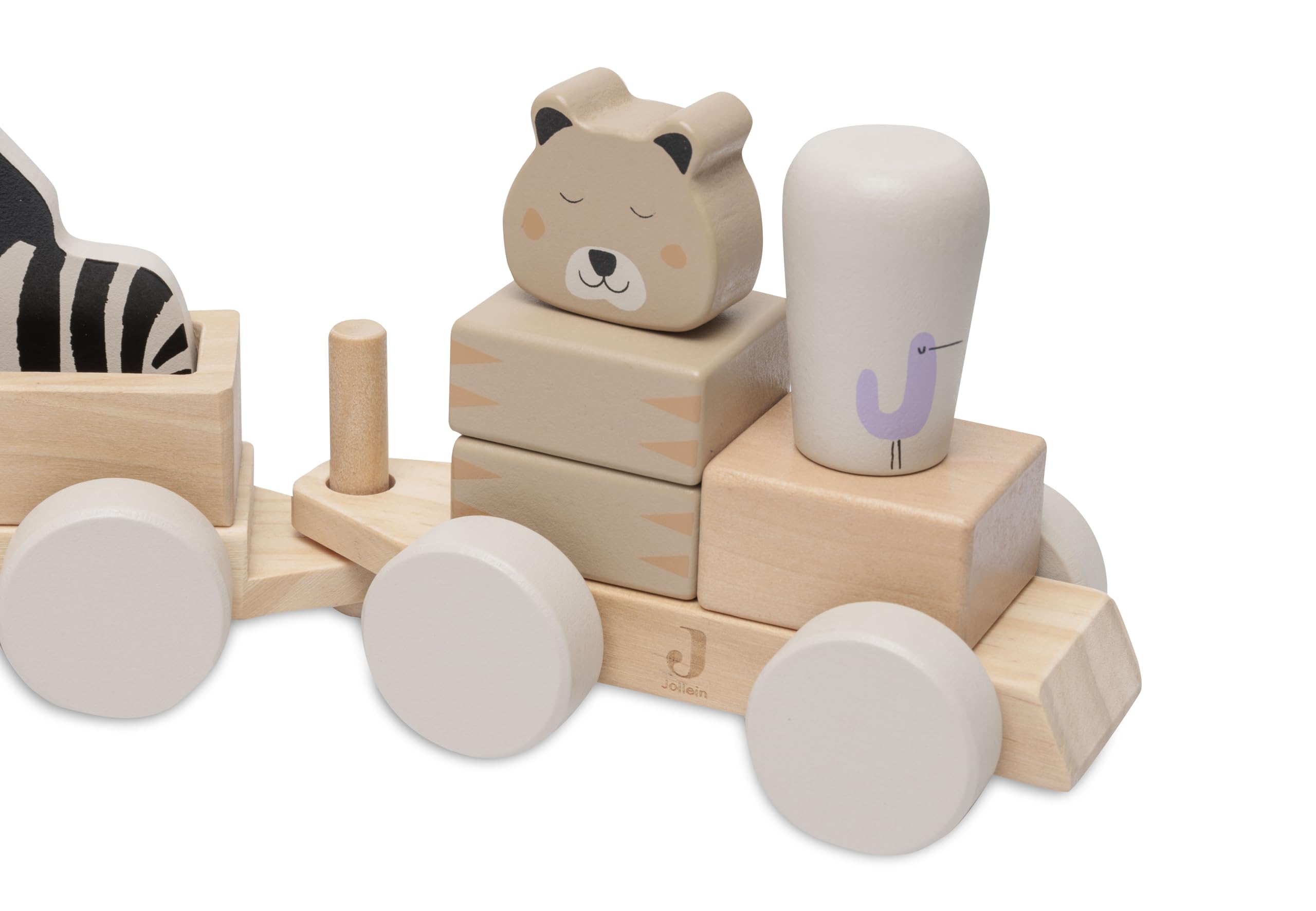 Elefantasie Spielzeugeisenbahn Holzzug für Kinder ab 12 Monate, personalisierbar mit Name und Geburtsdaten Safari