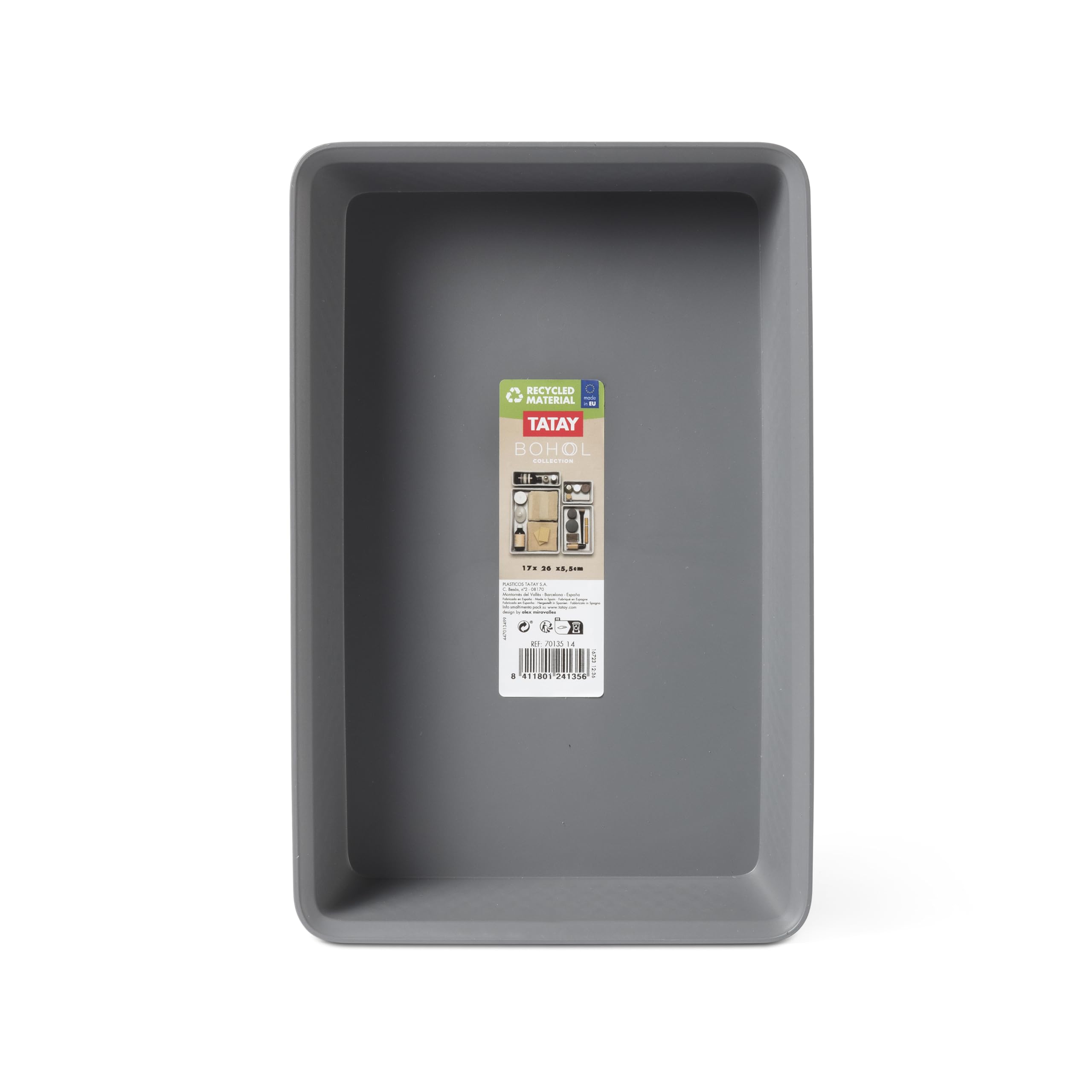 Tatay Caja Organizadora A5 Bohol Plástico Reciclado Libre de BPA 17x26x5,5 cm Gris