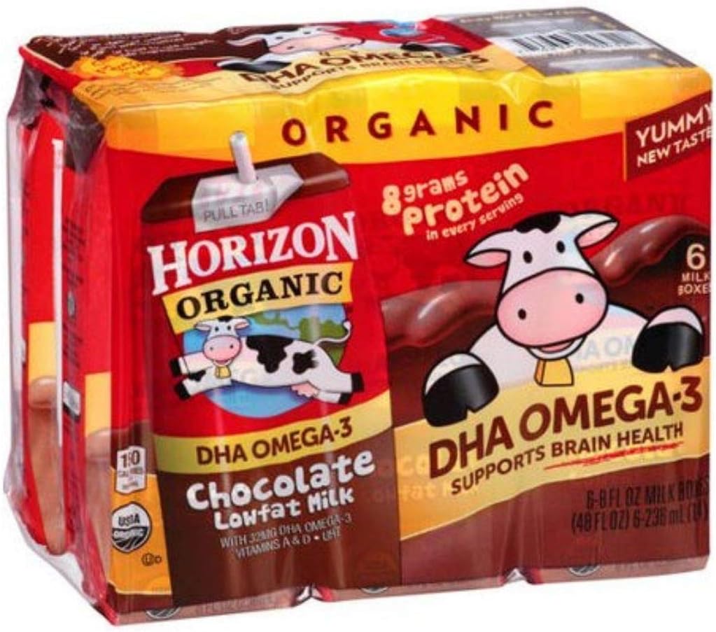 Horizon Organic, Low Fat Milk with DHA Omega-3, Chocolate, 8-Oz Aseptic Cartons