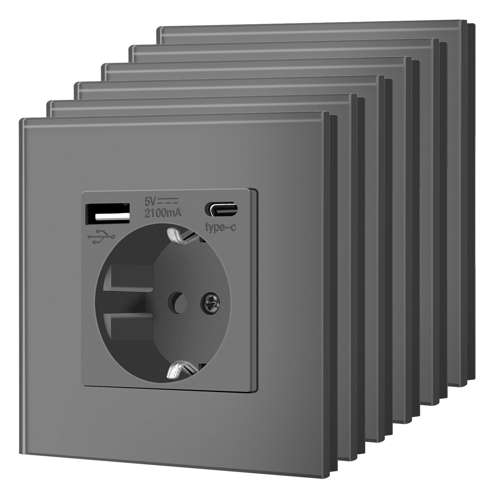 BSEED Enchufe de Pared con USB C,Enchufes Dobles Empotrados con Cristal,Toma de Corriente,Seguridad infantil,Fácil de Instalar,M Serie,2 Enchufes con USB y Tipo C,157mm Blanco — view 105